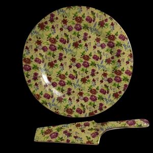 Vintage Cake Plate/Server Formalities by Baum Bros Floral Chintz